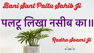 Paltu Likha Naseeb Ka RADHA SOAMI JI  Bani Sant Paltu Sahib Ji  ruhanishabad13 meditation [upl. by Emyam291]