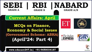 April 2024 Current Affairs Finance Economy amp Social Issues Part 4  RBI Grade B  SEBI Grade A [upl. by Aierdna43]