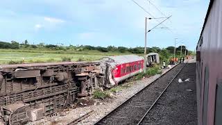 12841 Coromandel SF Express crossing Kavaraipettai Bagmati Express Accident Site indianrailways [upl. by Yrekcaz959]