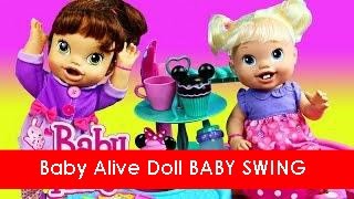 Baby Alive Doll BABY SWING HIGH CHAIR amp Car Booster Seat with Baby All Gone Lucy DisneyCarToys [upl. by Mitchael754]