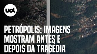 Petrópolis imagens de satélite mostram antes e depois da tragédia [upl. by Damali316]