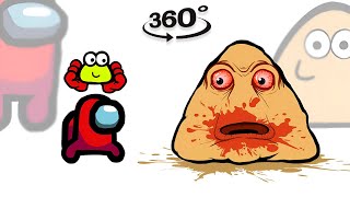 Mini Crewmate Kills Creepy POU Characters  Among Us 360° VR [upl. by Adlesirc]