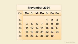 Kalender November 2024 [upl. by Tychonn827]