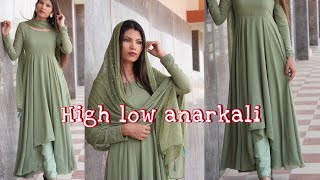 High low anarkali cutting and stitching Malayalam tutorials Harsha designer easy stitching method [upl. by Theodoric648]