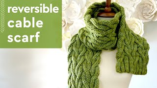 Meadow Vine Reversible Cable Scarf Knitting Pattern [upl. by Clarette524]