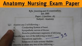 Anatomy Nursing Exam Paper BSC Nursing 1st Year [upl. by Notseh]