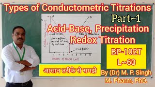 Types of Conductometric Titrations  Part1  Pharmaceutical Analysis  BP102T  L63 [upl. by Enerual49]