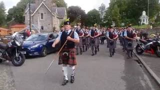 Isle of Cumbrae RBLS Pipe Band Marching through Braemar September 2016 following the Gathering [upl. by Swerdna987]