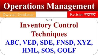 Inventory Control Techniques ABC Analysis VED DSE FNSD XYZ HML SOS GOLF Operations bba mba [upl. by Enymsaj]