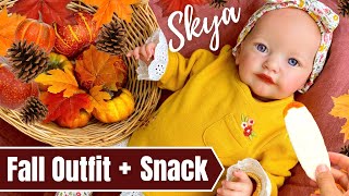 Reborn Baby Feeding amp Changing Skyas Thanksgiving Outfit amp Yummy Snack [upl. by Rairb]