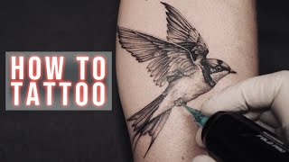 Tattoo Tutorial on Real Skin  How to Tattoo for Beginners 🦅 [upl. by Bandur]