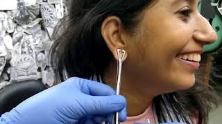 Ear Piercing  Ear Piercing in both ears with needle  Piercing Video  How to Ear Piercing [upl. by Eiuol818]