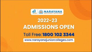 Admissions Are in Progress  Narayana Junior College 2022 [upl. by Sublett]