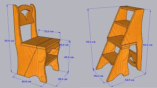 Como hacer una SILLA ESCALERA de madera sólida DIY Step Ladder Chair Easy [upl. by Boccaj279]