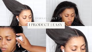 COMPLETELY GLUELESS WIG INSTALL WITH ONE PRODUCT EXTREMELY MELTED  BEGINNER FRIENDLY  NO MESS [upl. by Isoj]