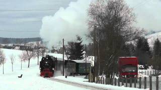 Fichtelbergbahn im Winter  27012012  Schmalspurbahn  Dampflok [upl. by Eessej]