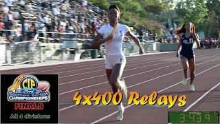 2022 TF  CIFss FINALS  4x400 Relays Girls all 4 divisions [upl. by Conney]