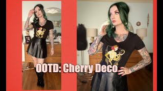 OOTD GRWM Goth Cherry Deco and Pleather Skirt by CHERRY DOLLFACE [upl. by Evannia]