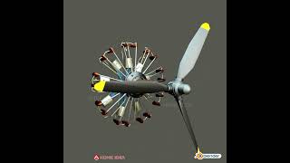 radial engine animation Model blender [upl. by Trainer]