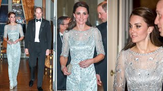 Princess Kate Wows in Paris Ice Blue Jenny Packham Gown Steals the Show  The Wales Family [upl. by Annahsed]