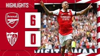 HIGHLIGHTS  Arsenal vs Sevilla 60  Gabriel Jesus scores a hattrick on Emirates Stadium debut [upl. by Harac]