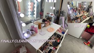 Cleaning amp Organizing My Extremely MESSY Makeup Vanity 🙌🏻 [upl. by Fonsie923]