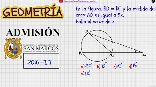 Ejercicios de geometría pre universitaria  UNMSM 2010II  Ejercicios de examen de admisión [upl. by Marcellina]