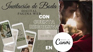 Como hacer PASO a PASO invitación de boda digital interactiva con CUENTA REGRESIVA en Canva GRATIS [upl. by Sedgewick]