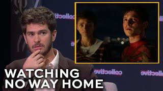 Andrew Garfield watches and reacts to an emotional scene from SPIDERMAN NO WAY HOME [upl. by Utham]