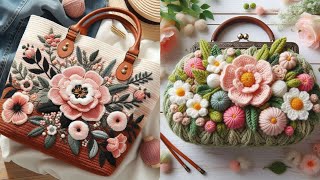 TOP 50 AMAZING TRENDY NEW TRENDY CROCHET EMBROIDERY HANDBAGS CLUTCH TOTE BAGS PURSE DESIGN [upl. by Coh]