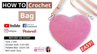 How to Crochet a Heart Bag [upl. by Abrahan]