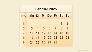 Kalender Februar 2025 [upl. by Atikihs91]