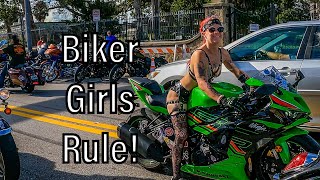 Daytona Biketoberfest 2023 Main Street Daytona Day 1  Biker Girls Rule [upl. by Enawd]