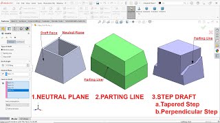 SolidWorks Draft Tutorial 1Neutral Plane 2Parting Line 3Step Draft [upl. by Evangelist]