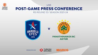 🔴 EuroLeague 202324 RS R12 Press Conference Anadolu Efes  Panathinaikos Aktor [upl. by Atat]