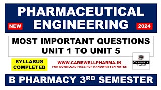 Pharmaceutical Engineering 3rd Semester Important Questions  B Pharmacy 3rd Semester  C Pharma [upl. by Adnorat]