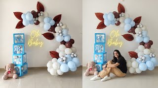 Baby Shower Decoration Ideas At Home Oh Baby Balloon Garland Tutorial [upl. by Handbook174]