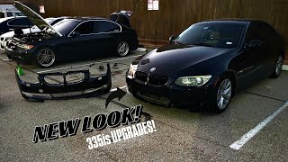 E92 BMW 328i GETS A 335is CONVERSION FRONT BUMPER [upl. by Ereveniug]