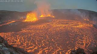 June 7 2023 — Video of eruption onset in Halemaʻumaʻu [upl. by Akeirahs]