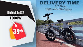 IDOTATA EU Delivery 1000W Electric Bike 48V 20AH Folding Mountain Ebike 20Inch Fat Tire Urban [upl. by Metabel248]