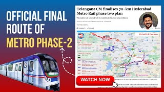 Hyderabad Metro Phase 2 Confirmed Final  CM Revanth Reddy Finalises 70 km Metro Rail Phase 2 [upl. by Salisbury453]