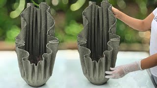 Pot making techniques from cloth and cement  ideal for garden decoration [upl. by Elleiand]