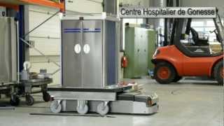 Automation of hospital Gonesse by DS AUTOMOTION GmbH  véhicules autoguidés AGV AGV [upl. by Elocen]