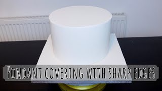 Covering the cake with fondant  Sharp edges with fondant using upside down method [upl. by Olivero890]