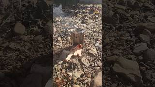 Cooking on DIY Hobo Stove [upl. by Telocin]