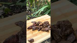 Lamb heart cooked in pan shorts asmr cooking outdoorcooking [upl. by Buyer101]