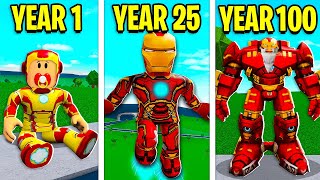 100 YEARS As IRON MAN Roblox [upl. by Initirb]