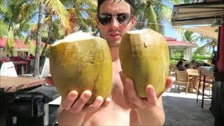 Drinking Coconuts on Pillory Beach Grand Turk  Carnival Sunshine Cruise 2017 [upl. by Bowie940]