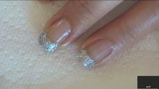 Glitter French Manicure Tutorial Platinum French Tips [upl. by Durkin439]