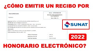 Recibo por Honorario Electrónico  Sunat 2022 Tutorial completo [upl. by Boru577]